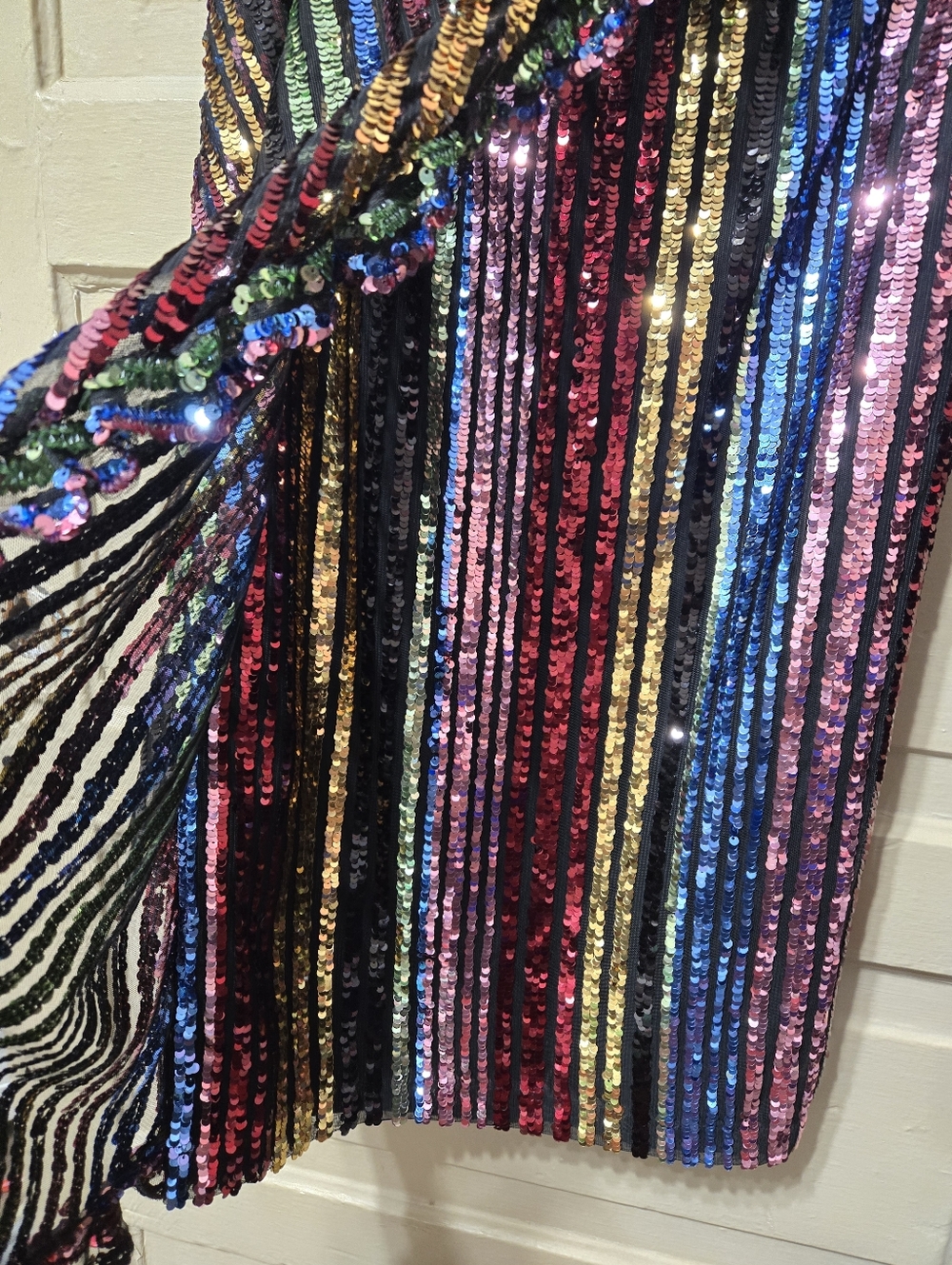 Alcoolique Multicolor Sequin Striped Midi Skirt NWT Size: 40 Small - Picture 2 of 5
